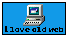 An image with the phrase I love old web on a blue nackground with a computer on it